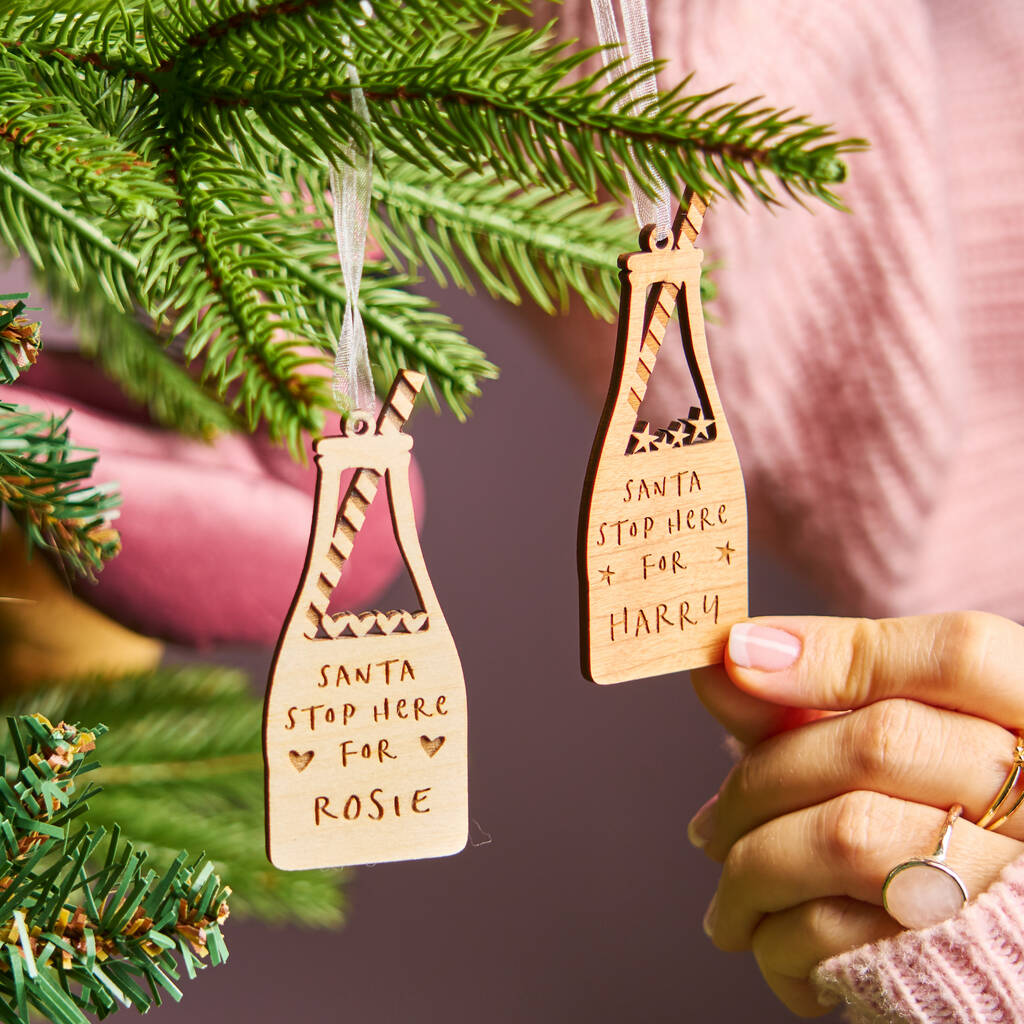 Engraved Christmas Milk Bottle Decoration