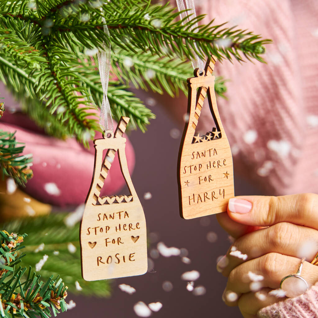 Engraved Christmas Milk Bottle Decoration