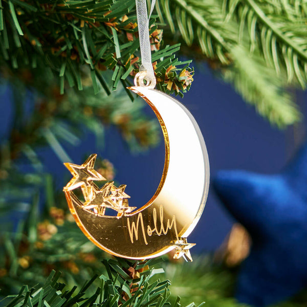 Engraved Christmas Moon Decoration