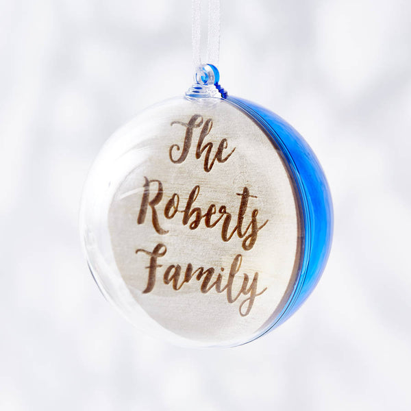Engraved Colourful Personalised Family Christmas Bauble