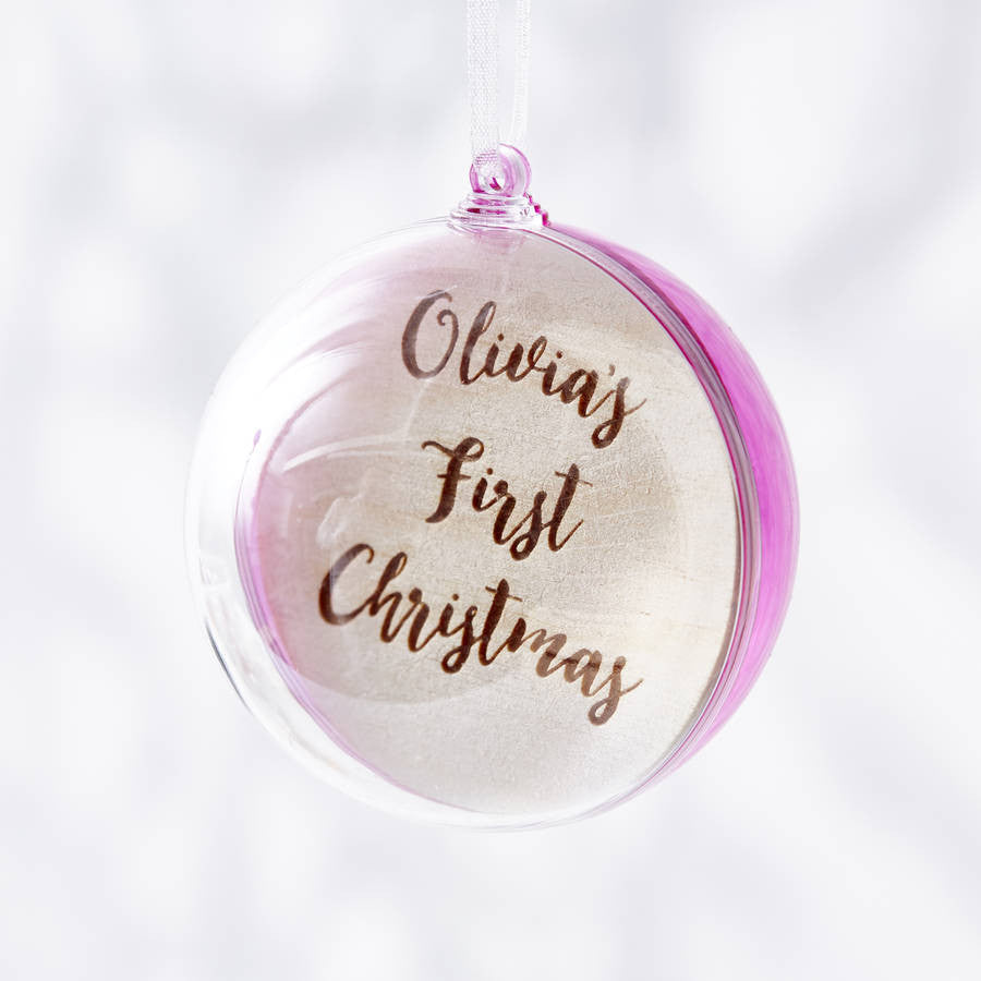 Engraved Colourful Personalised First Christmas Bauble