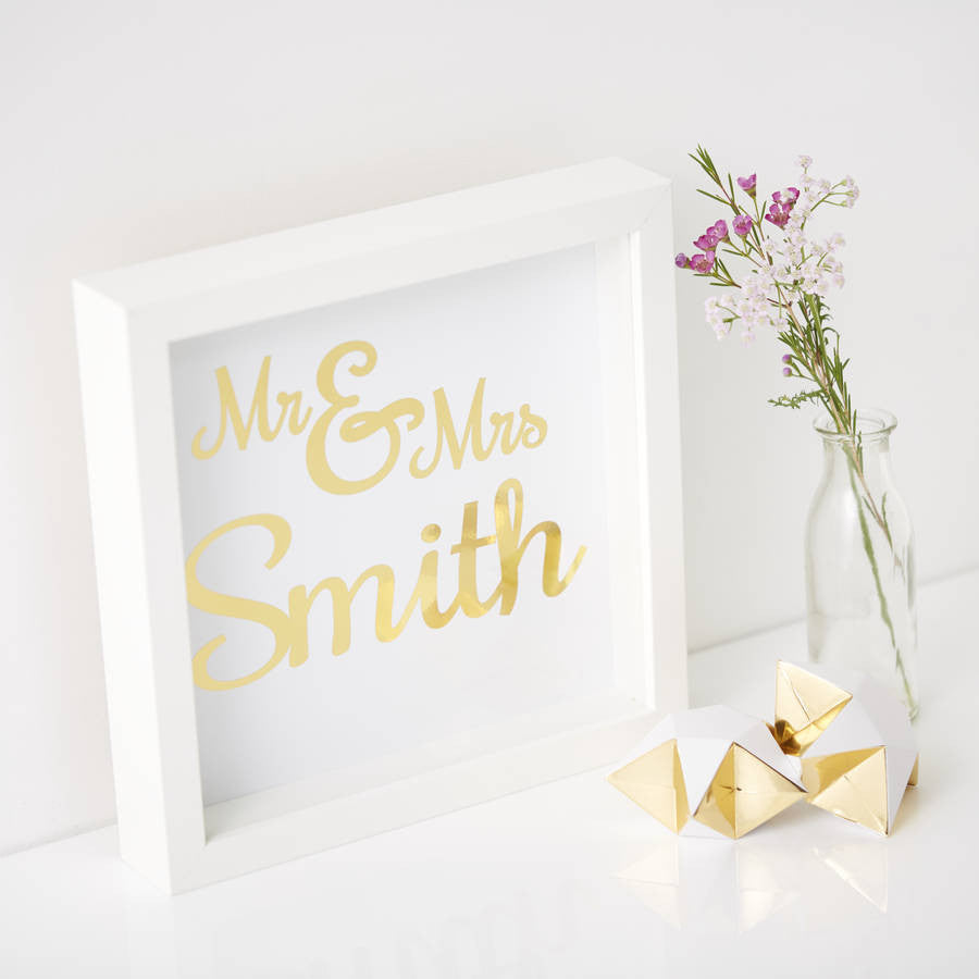 Framed Personalised Mr And Mrs Print