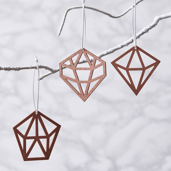 Geometric Copper Christmas Decorations