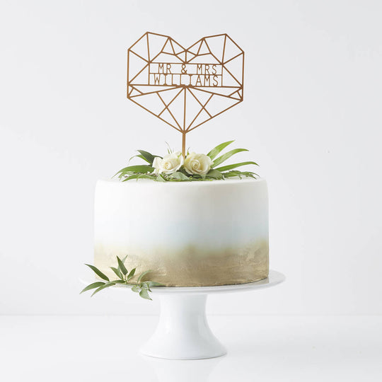 Geometric Heart Personalised Cake Topper