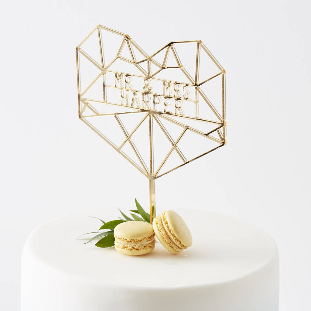 Geometric Heart Personalised Cake Topper