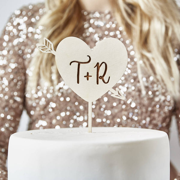 Heart Initials Personalised Wedding Cake Topper