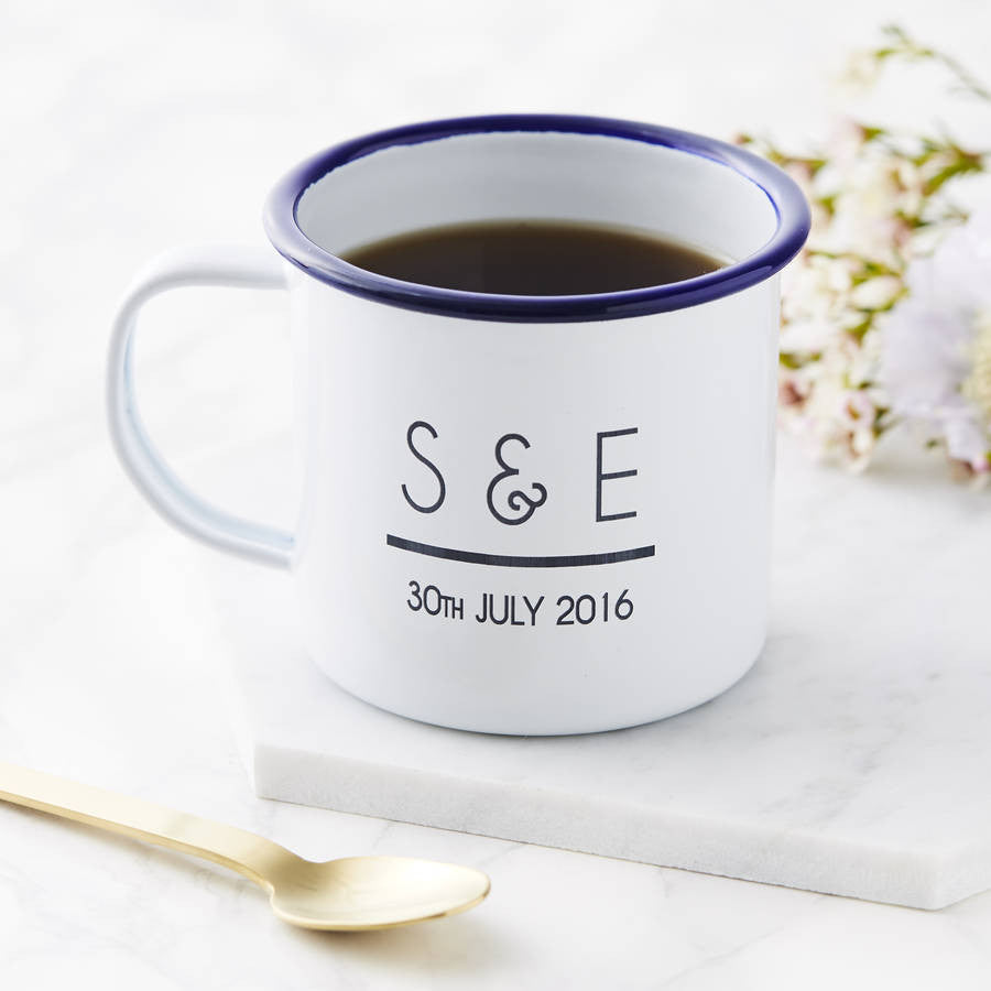 Initials Personalsied Enamel Wedding Mug