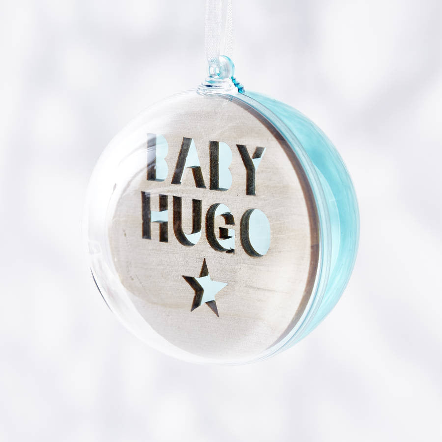 Laser Cut Colourful Personalised First Christmas Bauble