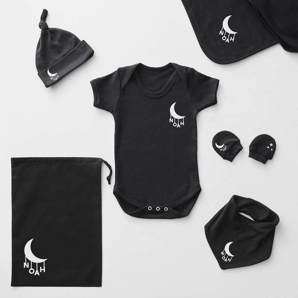 Little Moon Short Sleeve Personalised Babygrow