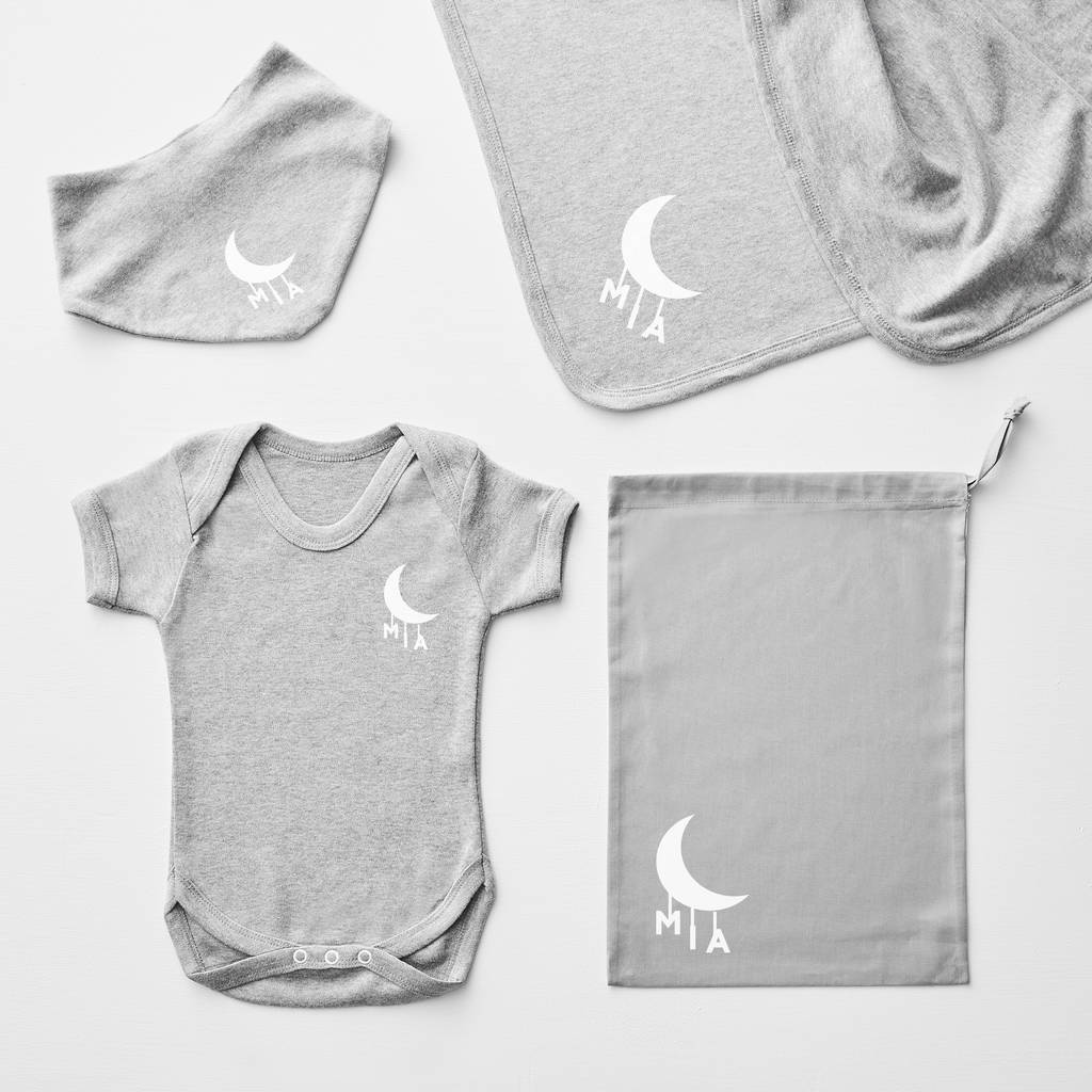 Little Moon Short Sleeve Personalised Babygrow