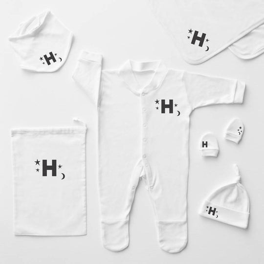 Little Stars Personalised Baby Sleepsuit