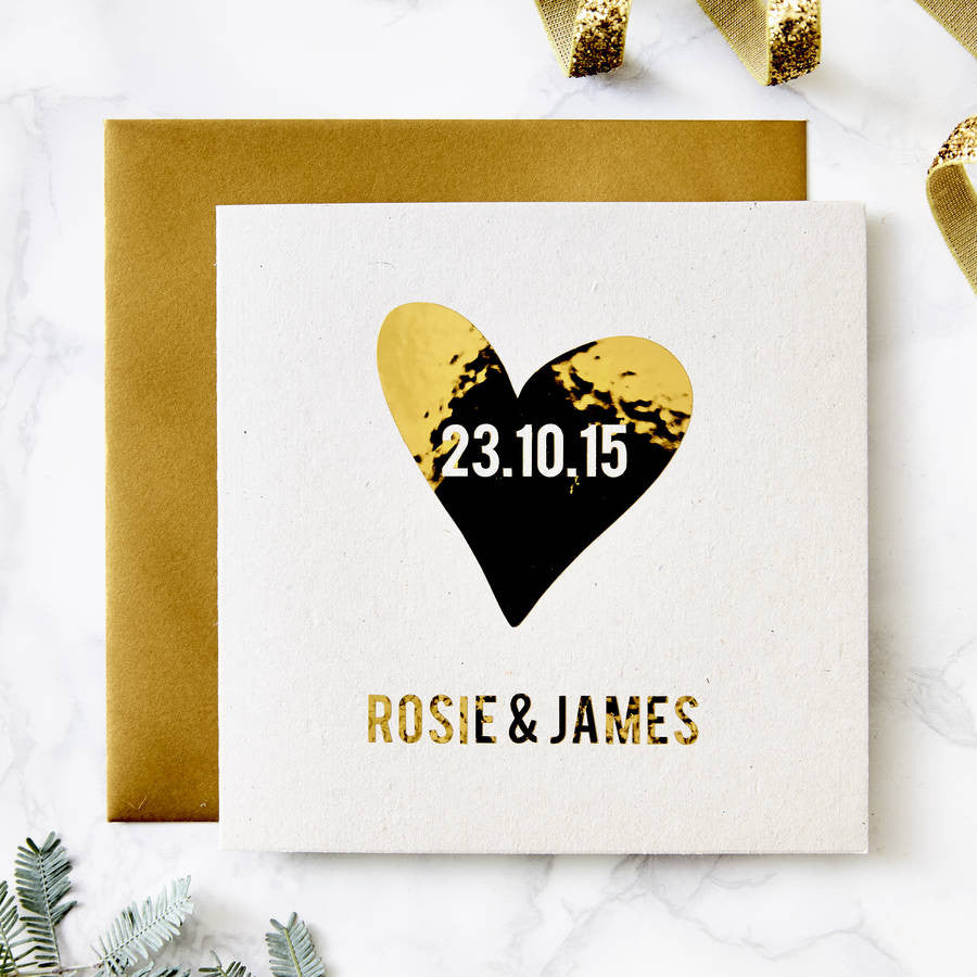 Metallic Personalised Heart Card