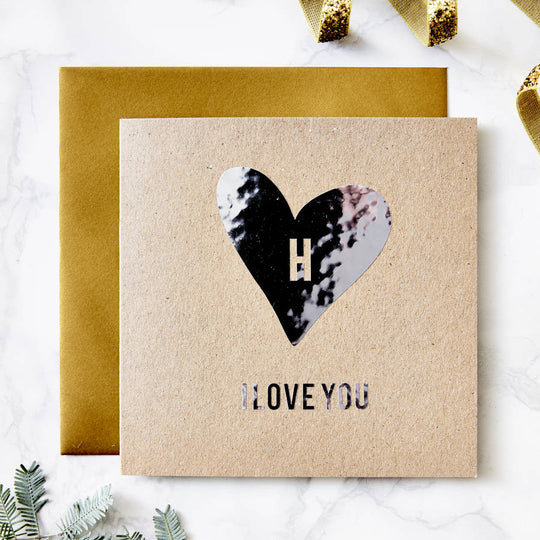 Metallic Personalised Heart Card