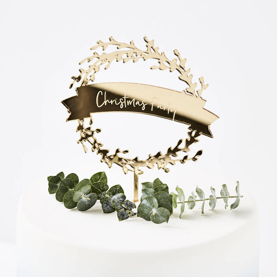 Mistletoe Wreath Personalised Christmas Cake Topper