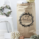 Mistletoe Wreath Personalised Christmas Sack