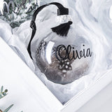 Monochrome Feather Personalised Bauble
