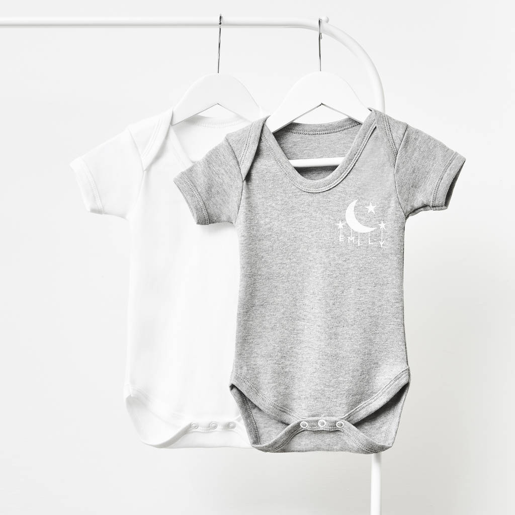 Little Moon Short Sleeve Personalised Babygrow