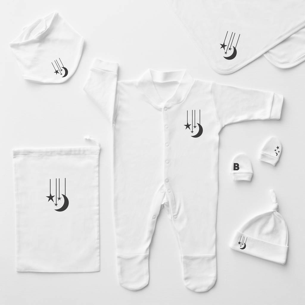 Moon And Star Personalised Baby Sleepsuit