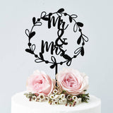 Mr And Mrs Floral Wreath Wedding Cake Topper
