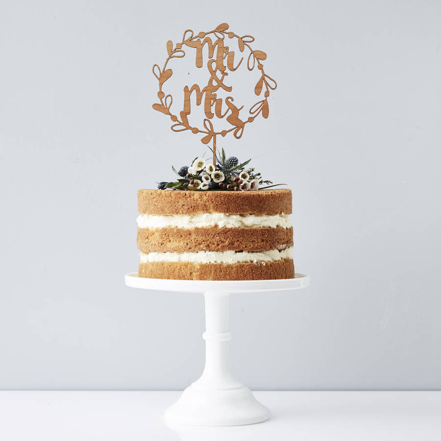 Mr And Mrs Floral Wreath Wedding Cake Topper