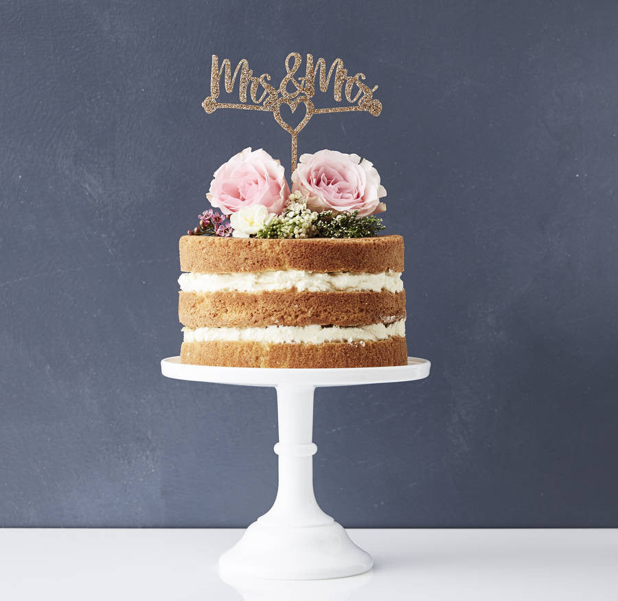 Mrs And Mrs Heart Wedding Cake Topper