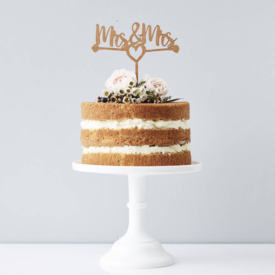 Mrs And Mrs Heart Wedding Cake Topper