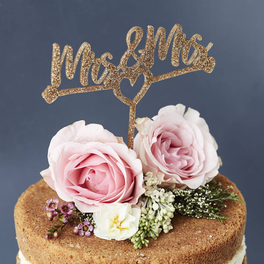 Mrs And Mrs Heart Wedding Cake Topper