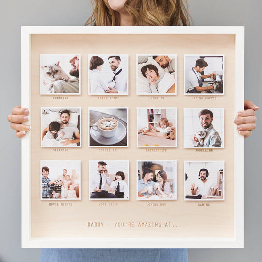 Personalised Amazing Dad Wooden Framed Photo Print
