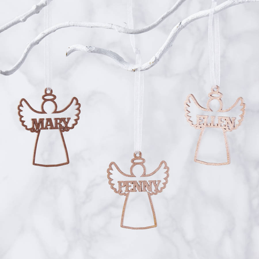 Personalised Angel Metallic Christmas Decoration