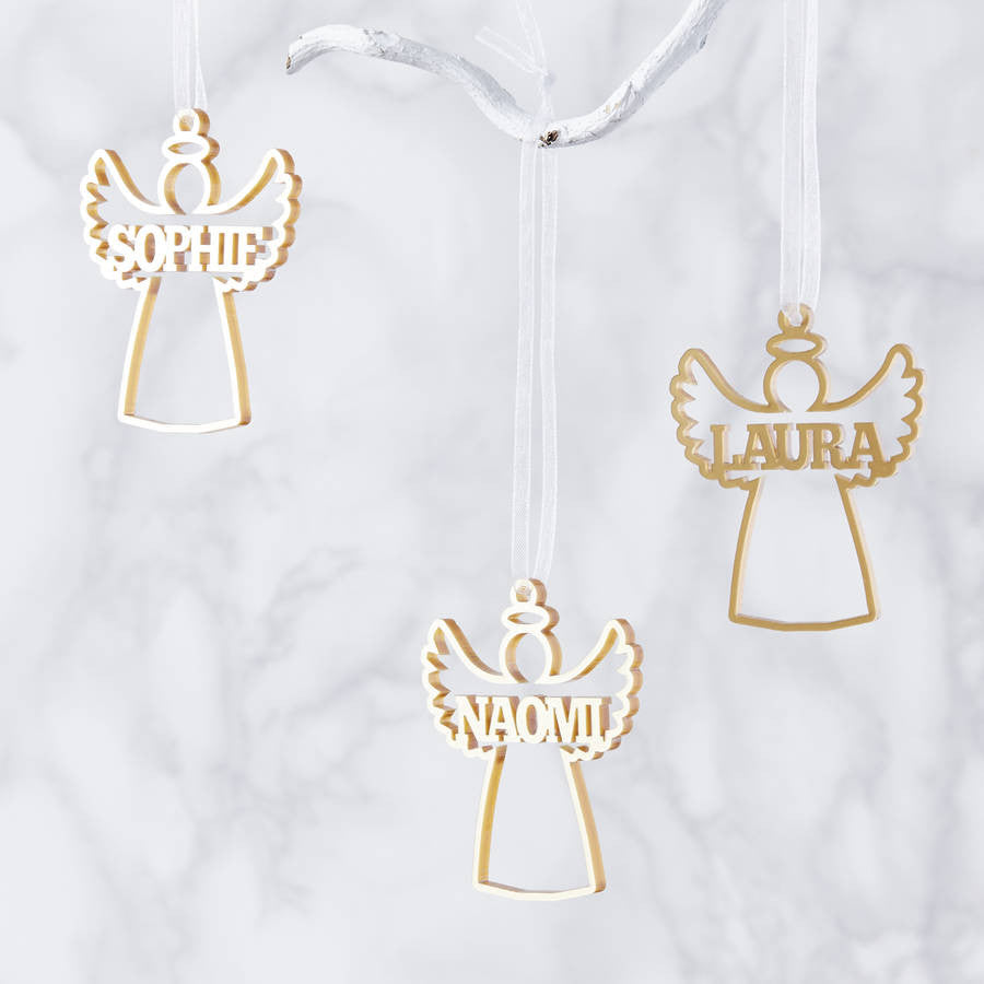 Personalised Angel Metallic Christmas Decoration