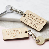 Couples Personalised Wooden Keyring