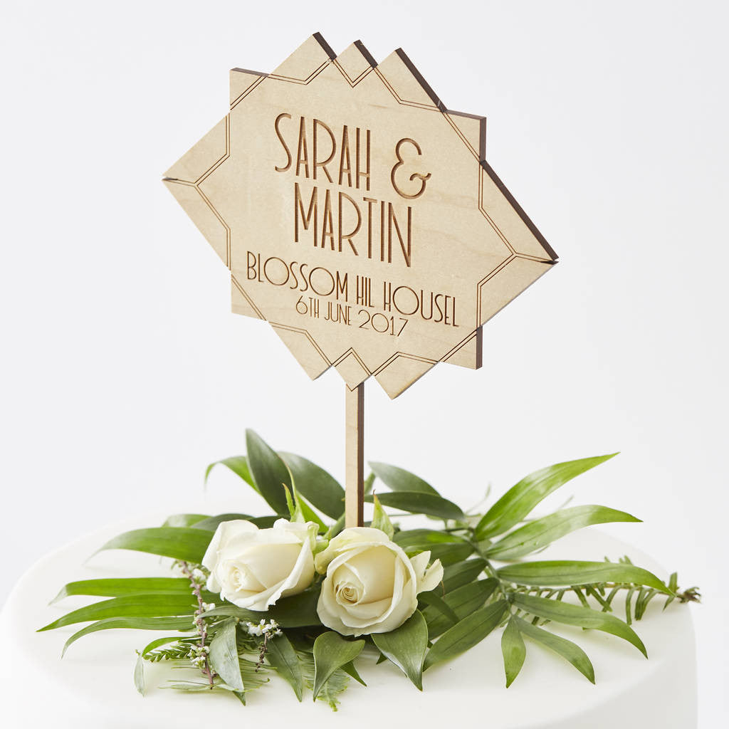 Personalised Art Deco Wedding Cake Topper