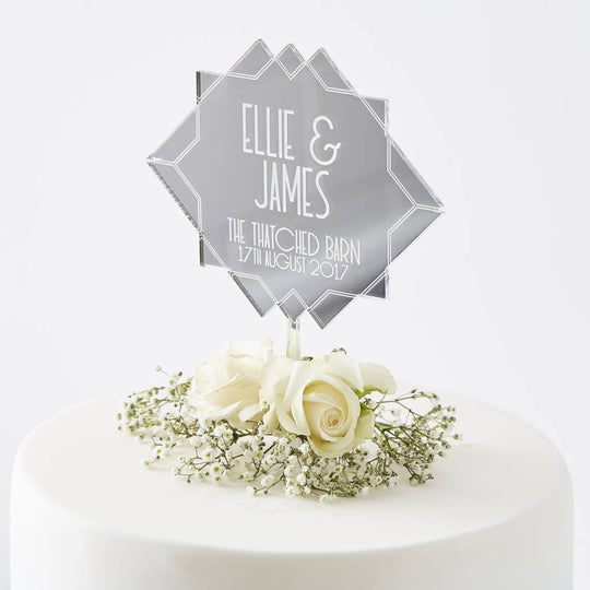 Personalised Art Deco Wedding Cake Topper