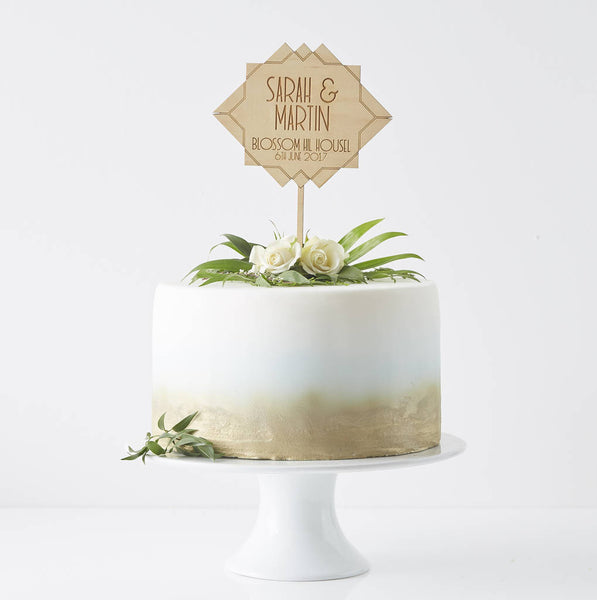 Personalised Art Deco Wedding Cake Topper