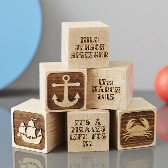 Personalised Baby Keepsake Nautical Building Block