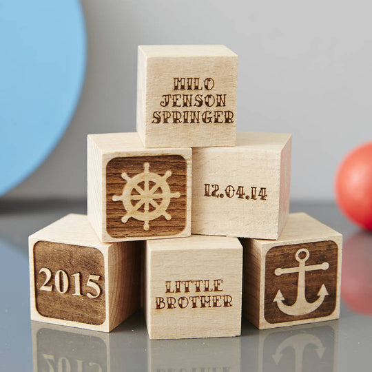 Personalised Baby Keepsake Nautical Building Block