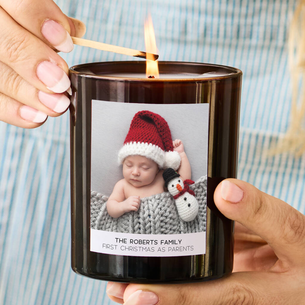 Personalised Baby's First Christmas Photo Candle - Spark More Joy
