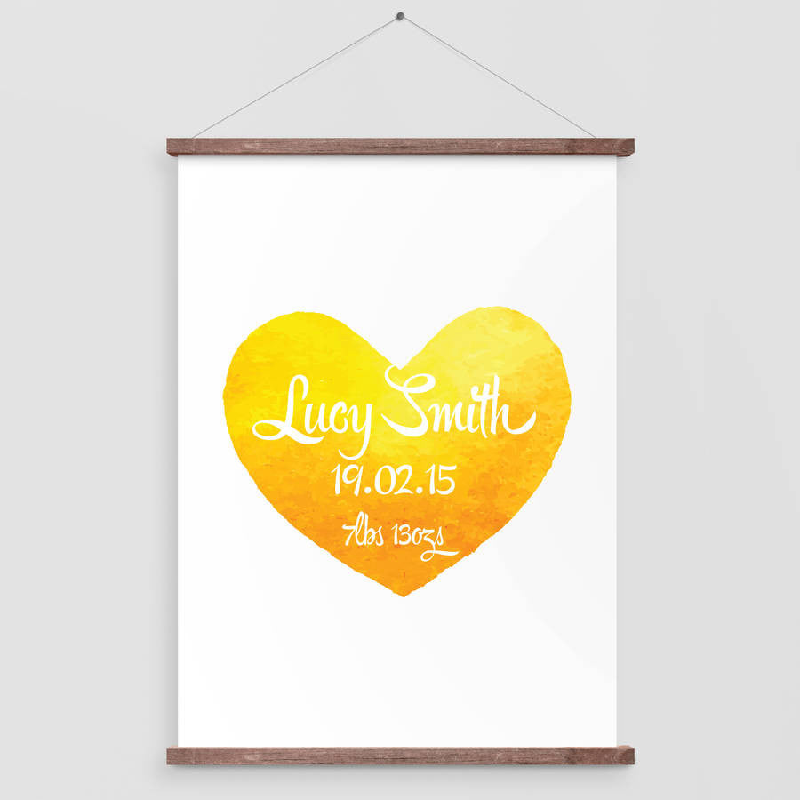 Personalised Baby Watercolour Heart Print