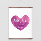 Personalised Baby Watercolour Heart Print