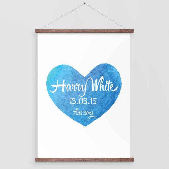 Personalised Baby Watercolour Heart Print