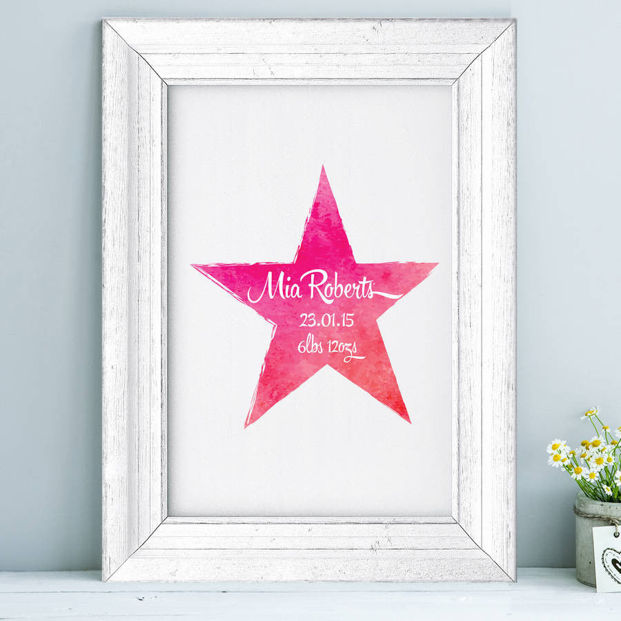 Personalised Baby Watercolour Star Print