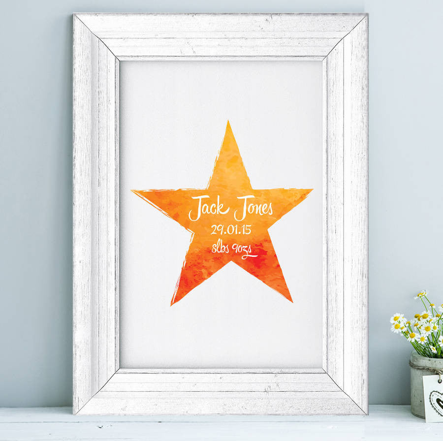 Personalised Baby Watercolour Star Print