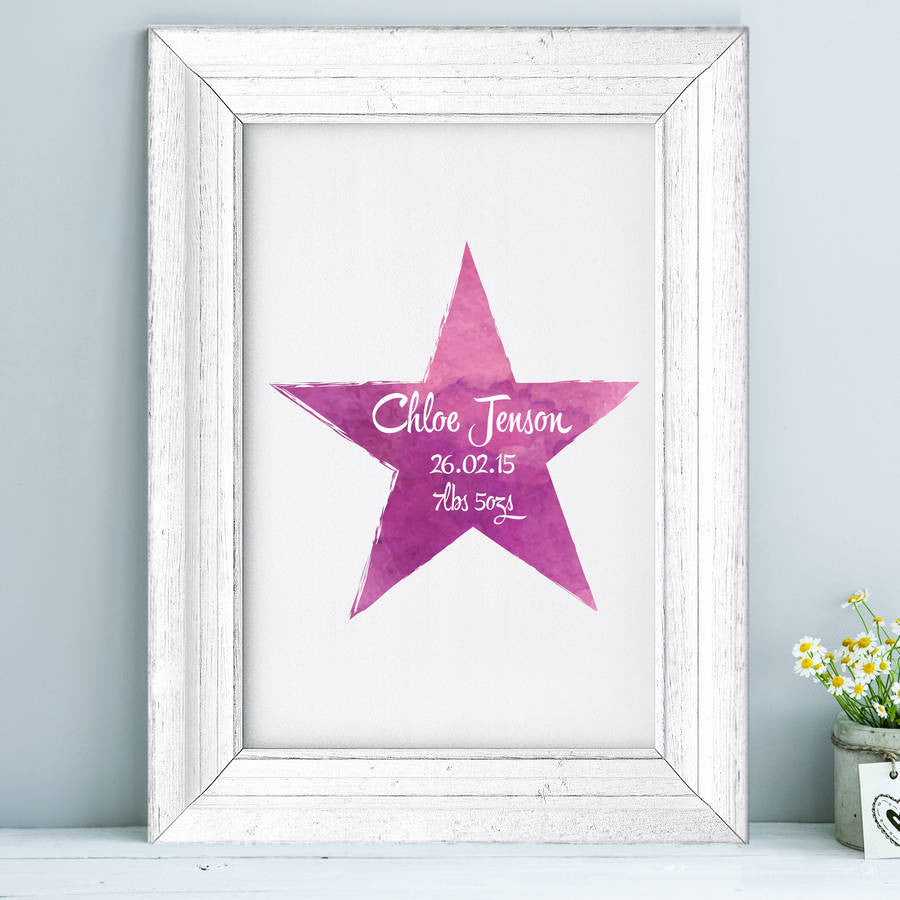 Personalised Baby Watercolour Star Print