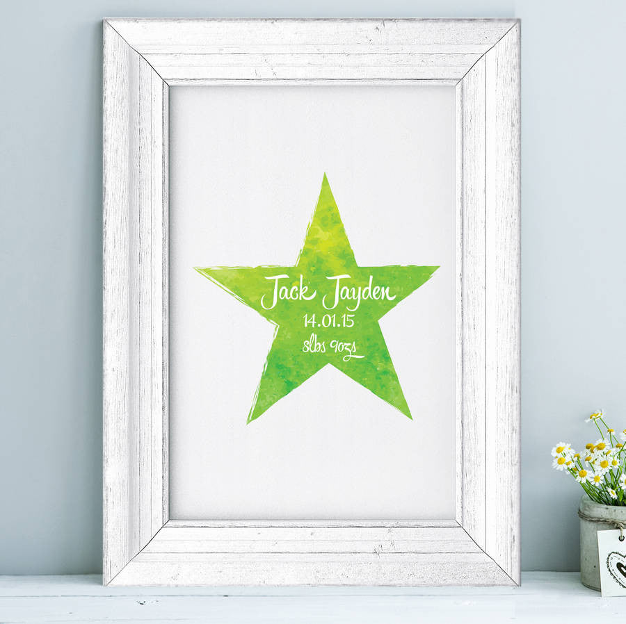 Personalised Baby Watercolour Star Print