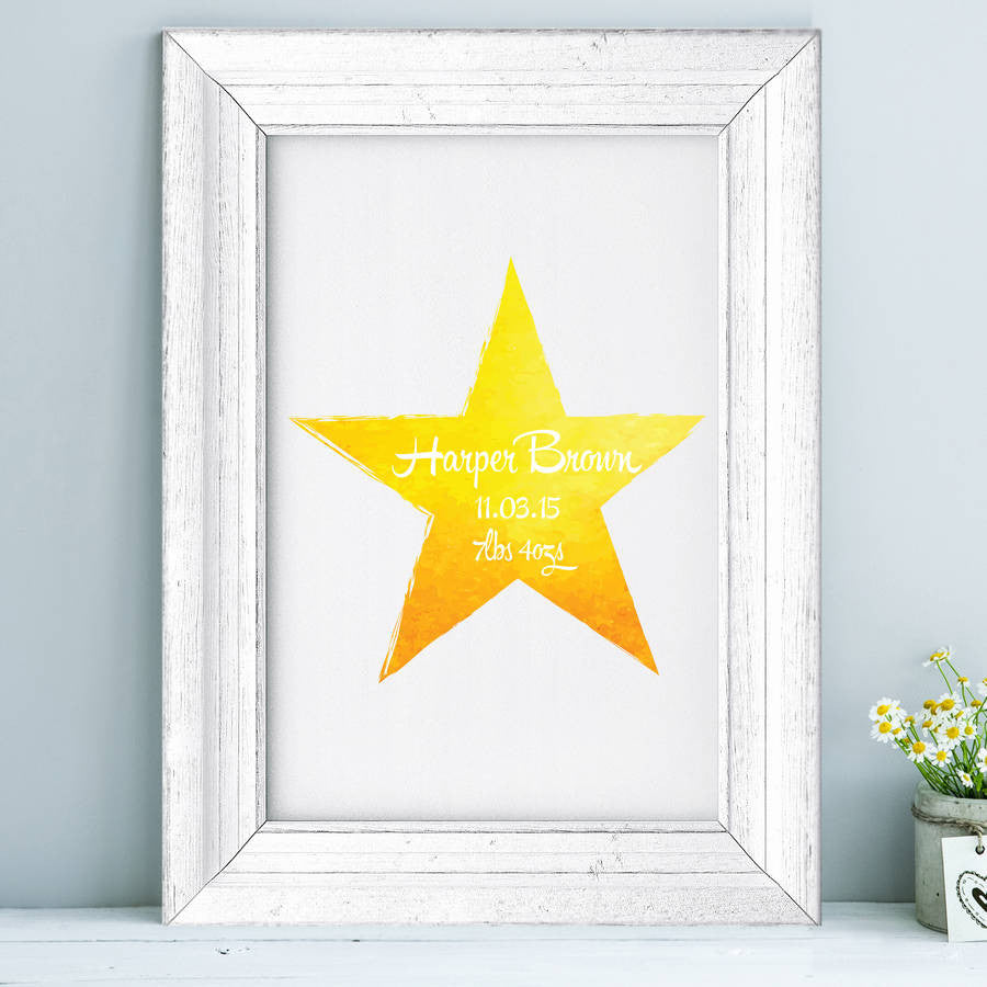 Personalised Baby Watercolour Star Print