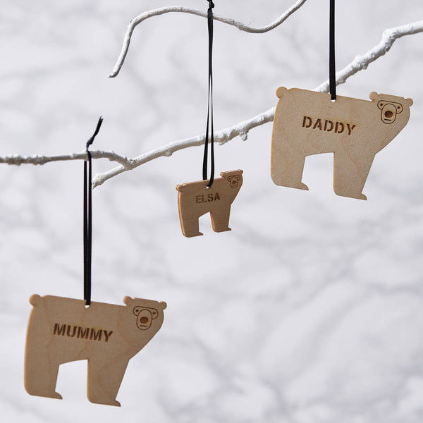 Personalised Bear Wooden Christmas Decoration