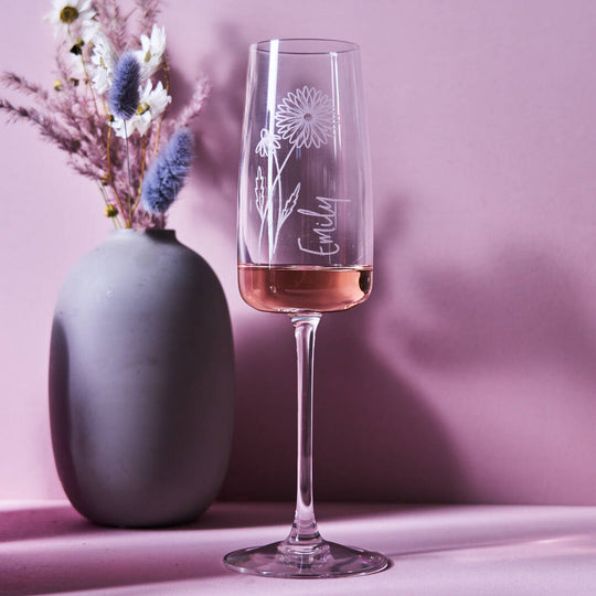 Personalised Birth Flower Champagne Flute