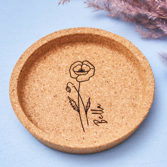 Personalised Birth Flower Cork Coaster
