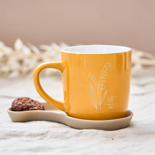 Personalised Birth Flower Stoneware Mug