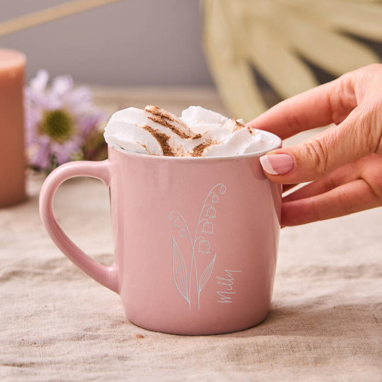 Personalised Birth Flower Stoneware Mug